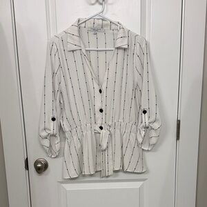 Sweet Rain White and Black Striped Button-Down Shirt